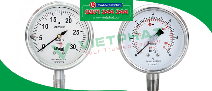 Đồng hồ đo áp suất mặt 100 mm