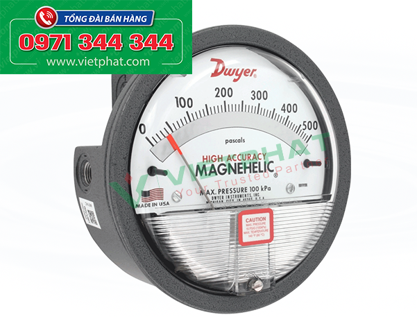 Đồng hồ đo chênh áp Dwyer Magnehelic dải đo 500 Pa